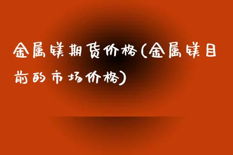 金属镁期货价格(金属镁目前的市场价格)_https://www.shunyec.com_期货走势_第1张