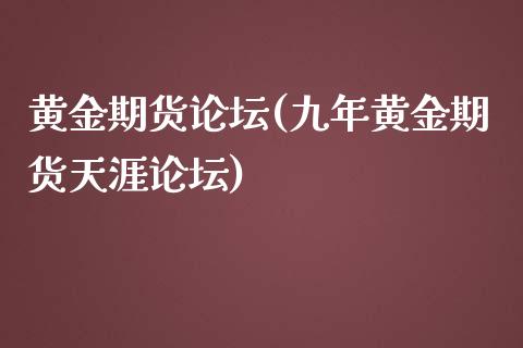 黄金期货论坛(九年黄金期货天涯论坛)_https://www.shunyec.com_股票基金_第1张