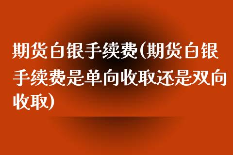 期货白银手续费(期货白银手续费是单向收取还是双向收取)_https://www.shunyec.com_期货资讯_第1张