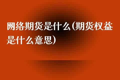 网络期货是什么(期货权益是什么意思)_https://www.shunyec.com_期货平台_第1张