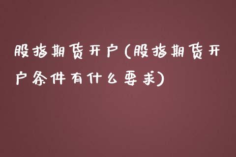 股指期货开户(股指期货开户条件有什么要求)_https://www.shunyec.com_期货资讯_第1张