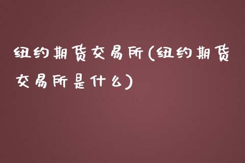 纽约期货交易所(纽约期货交易所是什么)_https://www.shunyec.com_期货资讯_第1张