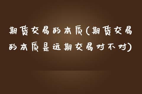 期货交易的本质(期货交易的本质是远期交易对不对)_https://www.shunyec.com_期货平台_第1张