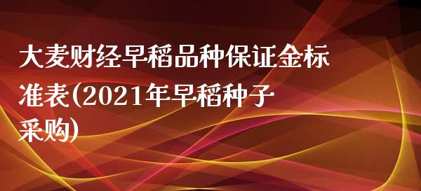 大麦财经早稻品种保证金标准表(2021年早稻种子采购)_https://www.shunyec.com_股票基金_第1张